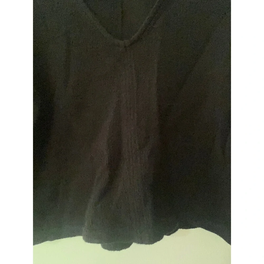 Madewell Black Textured Cotton V-Neck Puff Sleeve Top Womens‎ Medium G2042